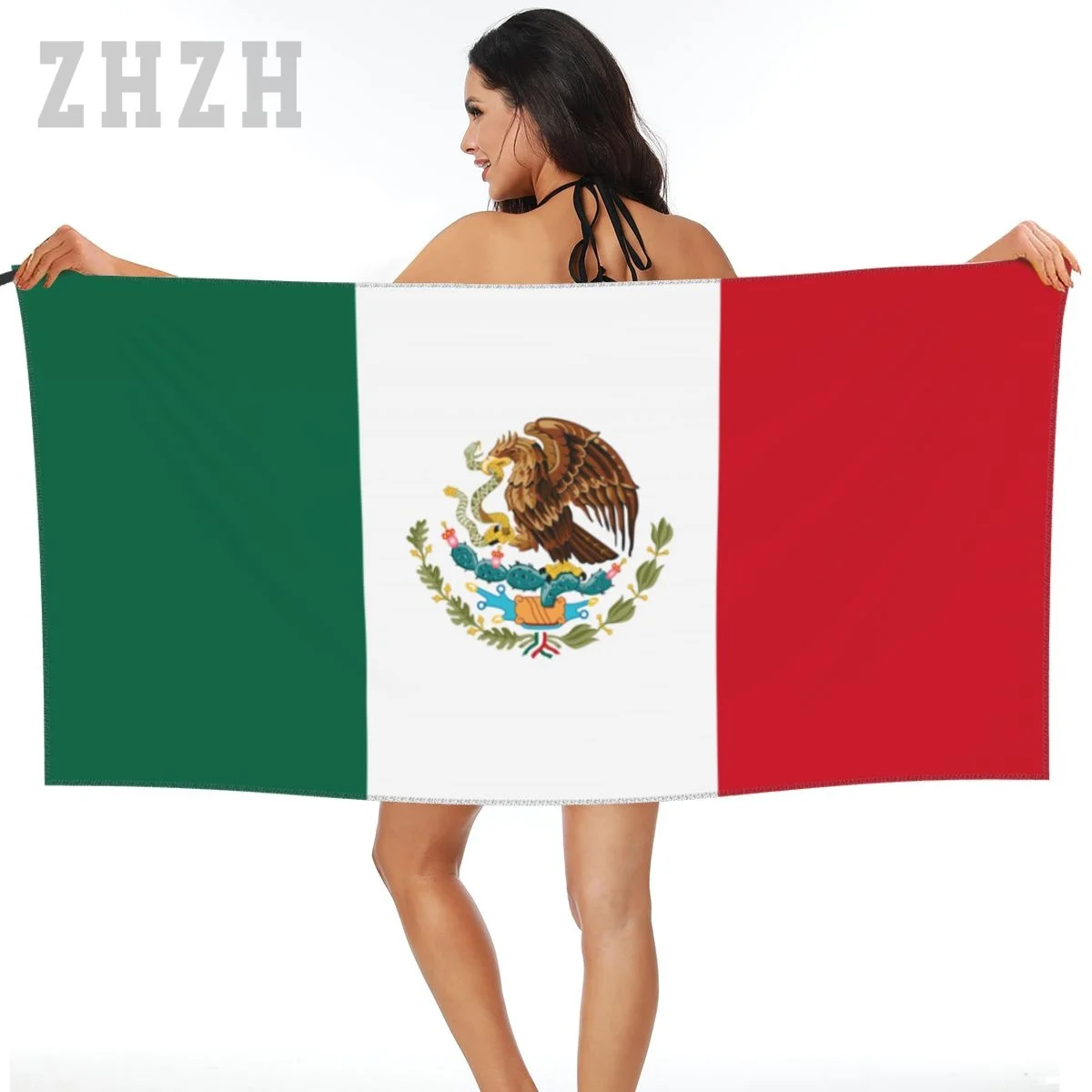 More Design Bath Towel Mexico Flag Emblem Quick dry Microfiber Absorbing Soft Water Breathable Beach Swimming Bathroom
