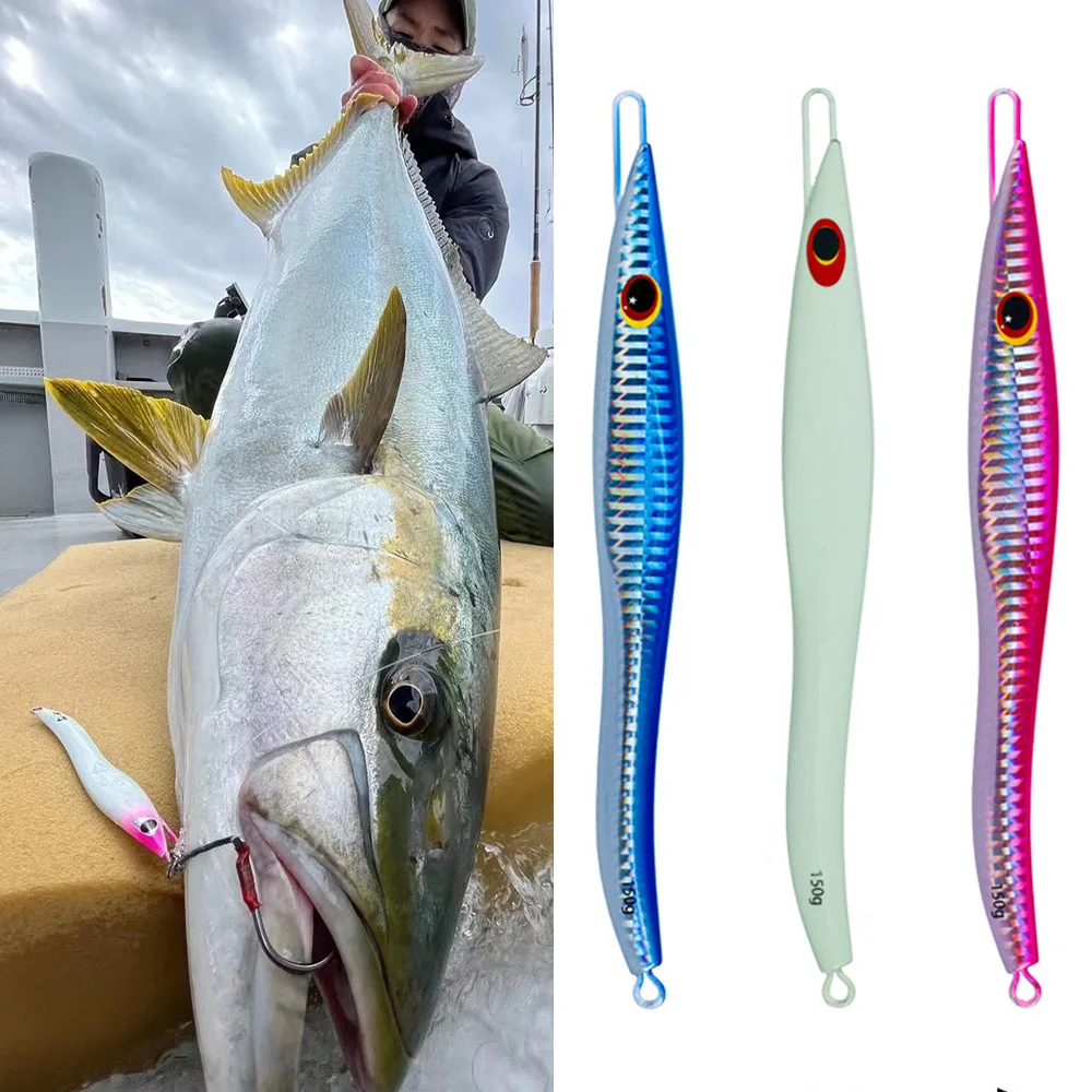 

3D Metal Jig Shore Jigging 150G-300G Saltwater Fishing Lure Vertical Jigs Bass Spoon Bait Trout Lures For Tuna Mahi Marlin Wahoo