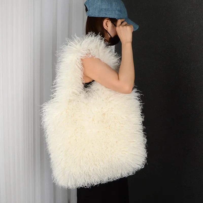 Wool Fleece Bag Hand-held Large Capacity Tote Bags for Woman Shoulder Bags Shopping Bags Class Bag for Girl Designer Bag Сумка