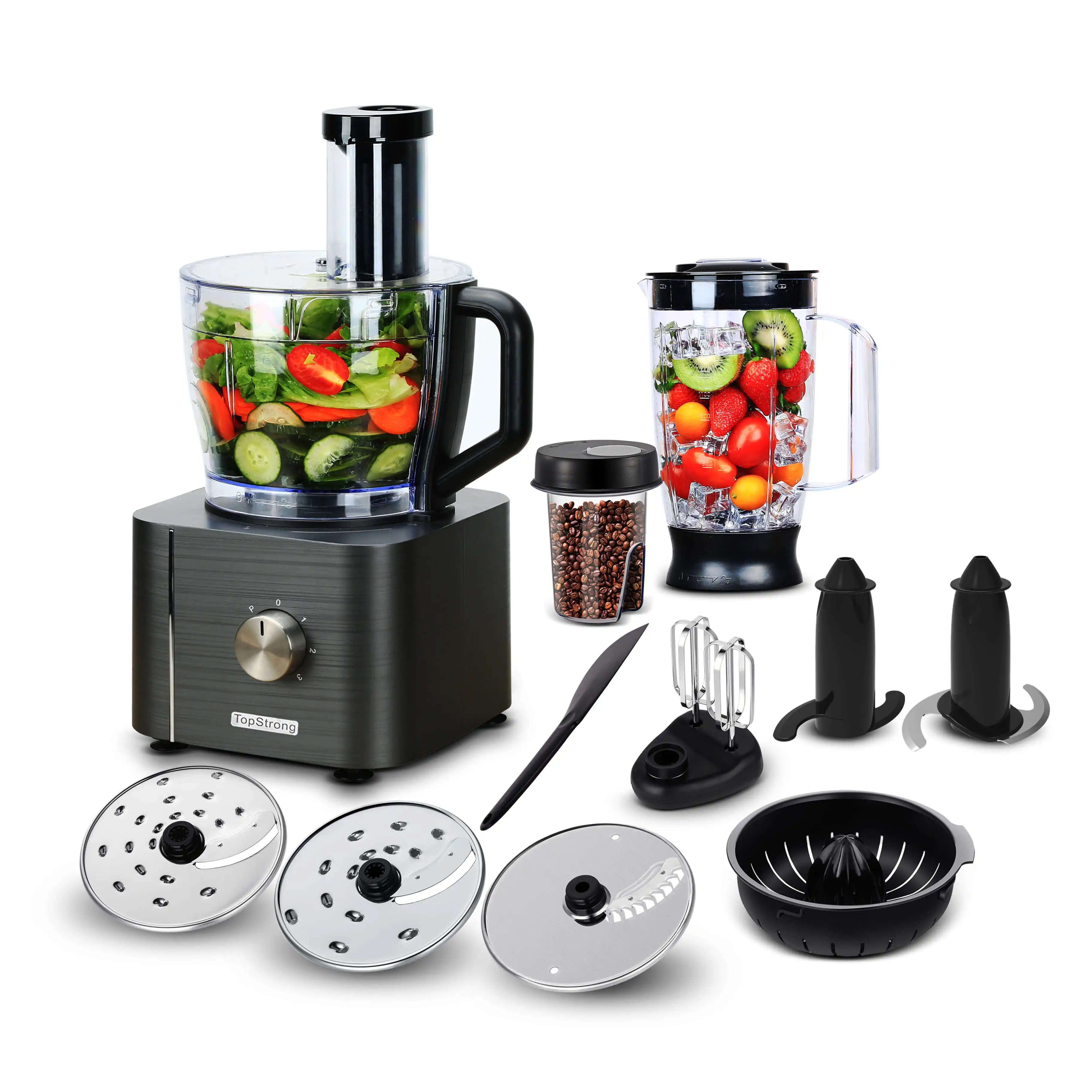 800 W BPA-freie 6-in-1-Küchenmaschine |   2-Gang+Impuls zum Hacken/Mischen/Schleifen |   Spülmaschinenfestes kompaktes Küchensystem