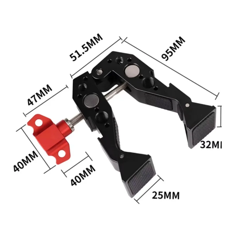 Heavy Duty Full Metal Fixing Clips with Black Red Handles, Workholding Clamps for Workshop Assembly Use