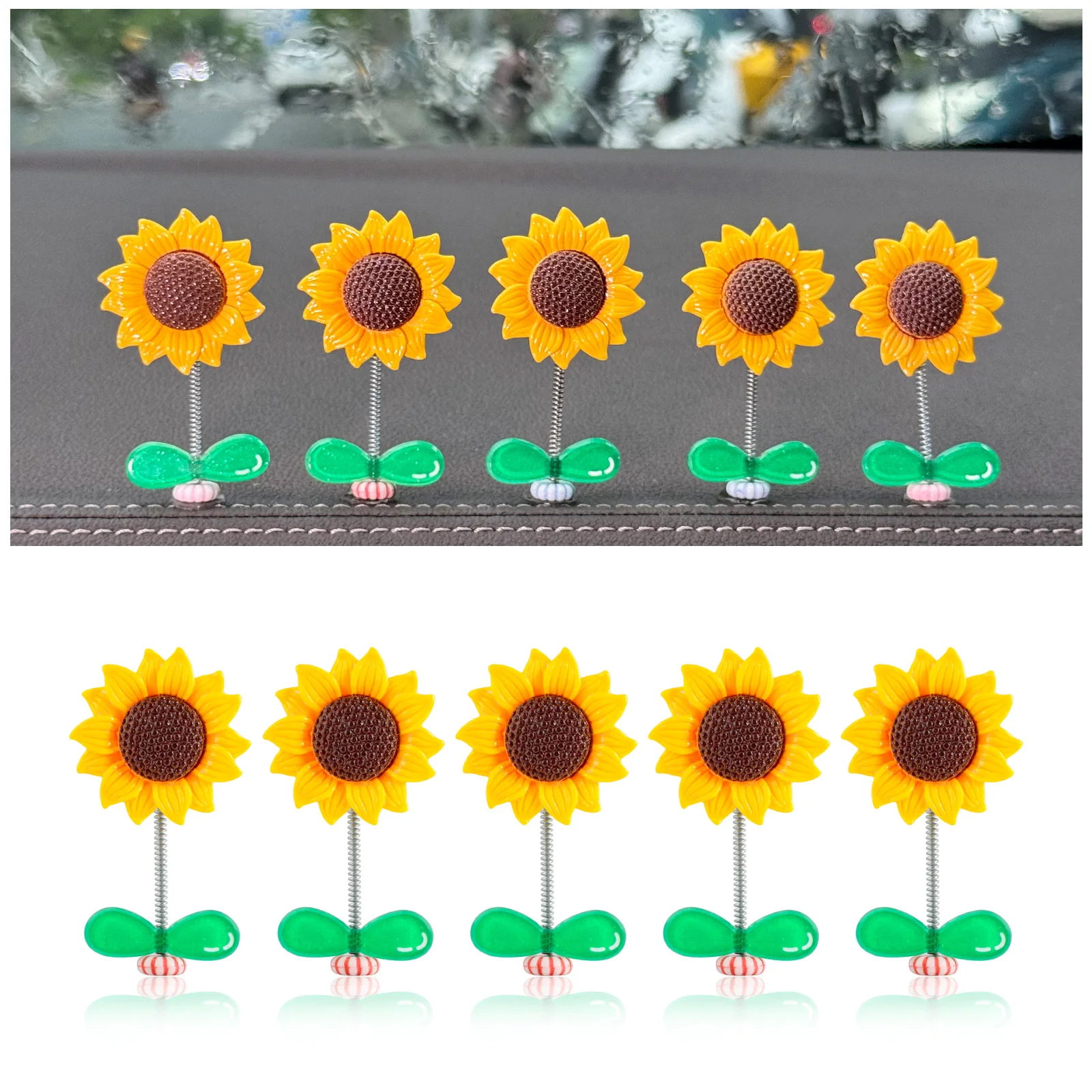 Sunflower Ornaments Gerbera Swing Car Ornaments for Dashboard Console Strong Paste  Fashion Interior Accessories Car Decorations