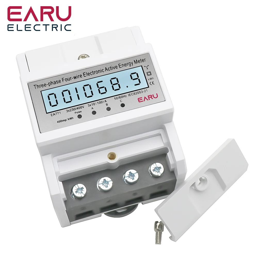 Imagem -05 - Monitor de Consumo de Energia com Luz de Fundo Lcd Trilho Din Medidor de Energia de Fases Medidor de Kwh Wattmeter Bivolt 100a 50hz 60hz 230 v ac 380v