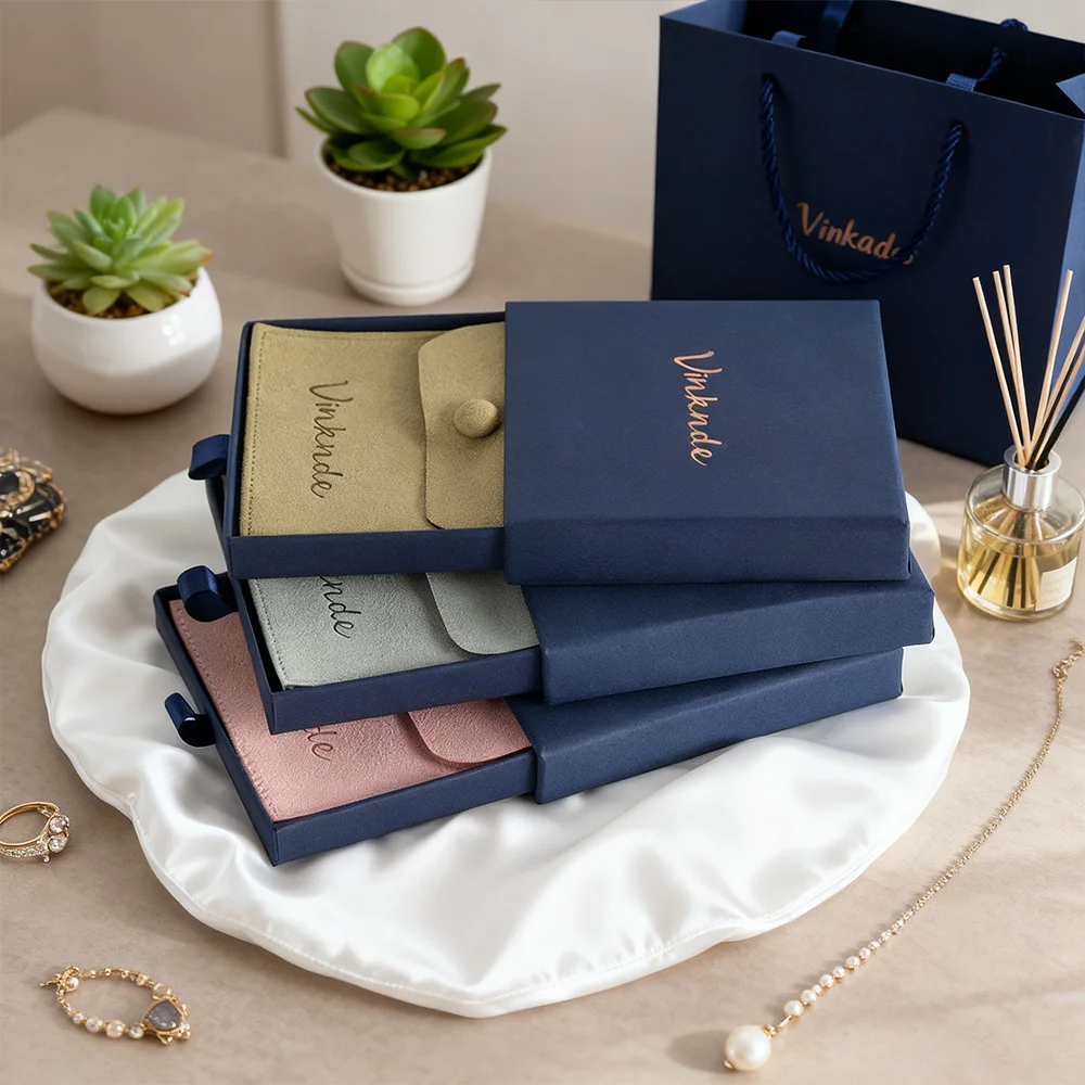 

Personalization Logo Cardboard Jewelry Box Handmade Jewellry Packaging Drawer Case Necklace Ring Earrings Boxes Snap Bag Pouch