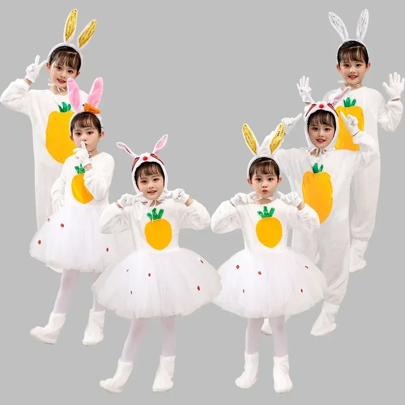 

Cute Bunny Cosplay Costume For Kids Boys Carnival Animals Jumpsuit Unisex Rabbit Clothing Sets Easter Baby Girls Tutu Dresses