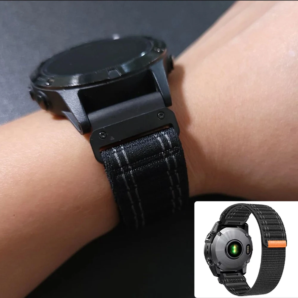 حزام نايلون منسوج رياضي قابل للتنفس لـ Garmin Fenix 8 E 7 Pro 47 مللي متر/MARQ 2/Forerunner 965 955 945/Descent G1 QuickFit سوار