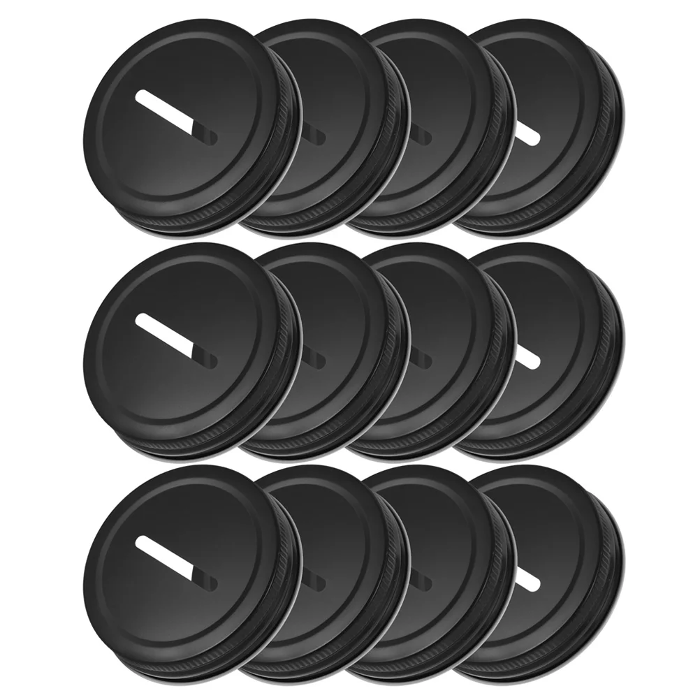 

24pcs Metal Coin Slot Lids For 70Mm Regular Mouth Jars Piggy Bank Covers 3.6Cm Mason Jar Savings Lids Replacement Tinplate Jar