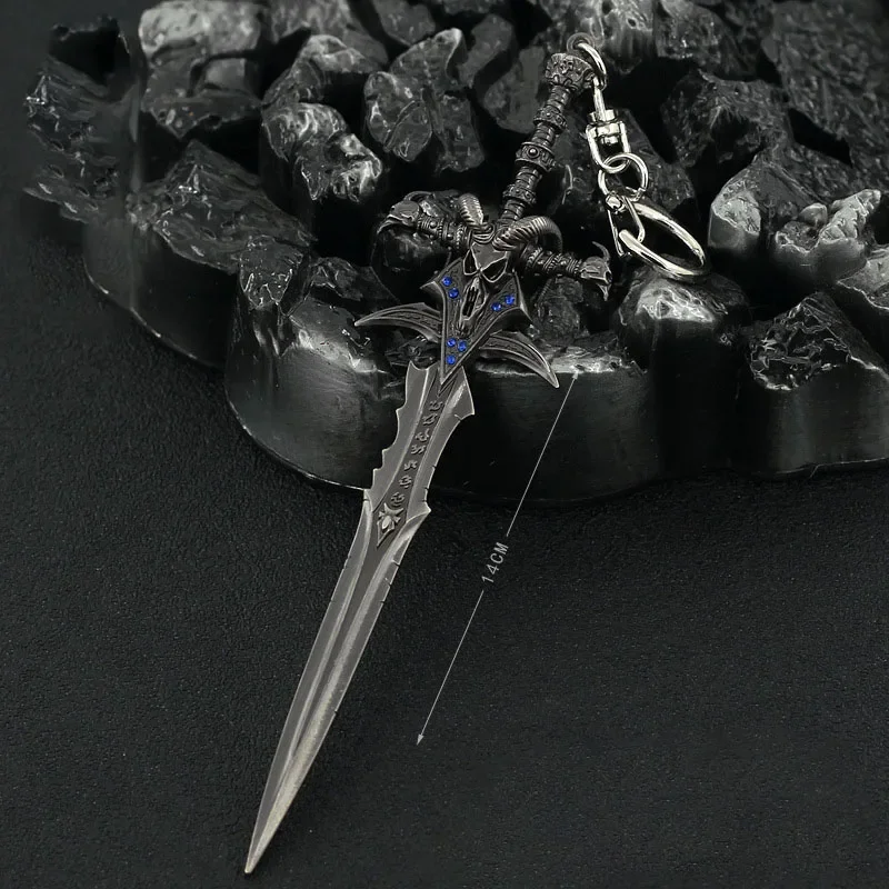 World Of Warcraft 14cm Lich King Frostmourne Various Alloy Sword Game Keychain Weapon Katana Model Replica gift Toy For Kids