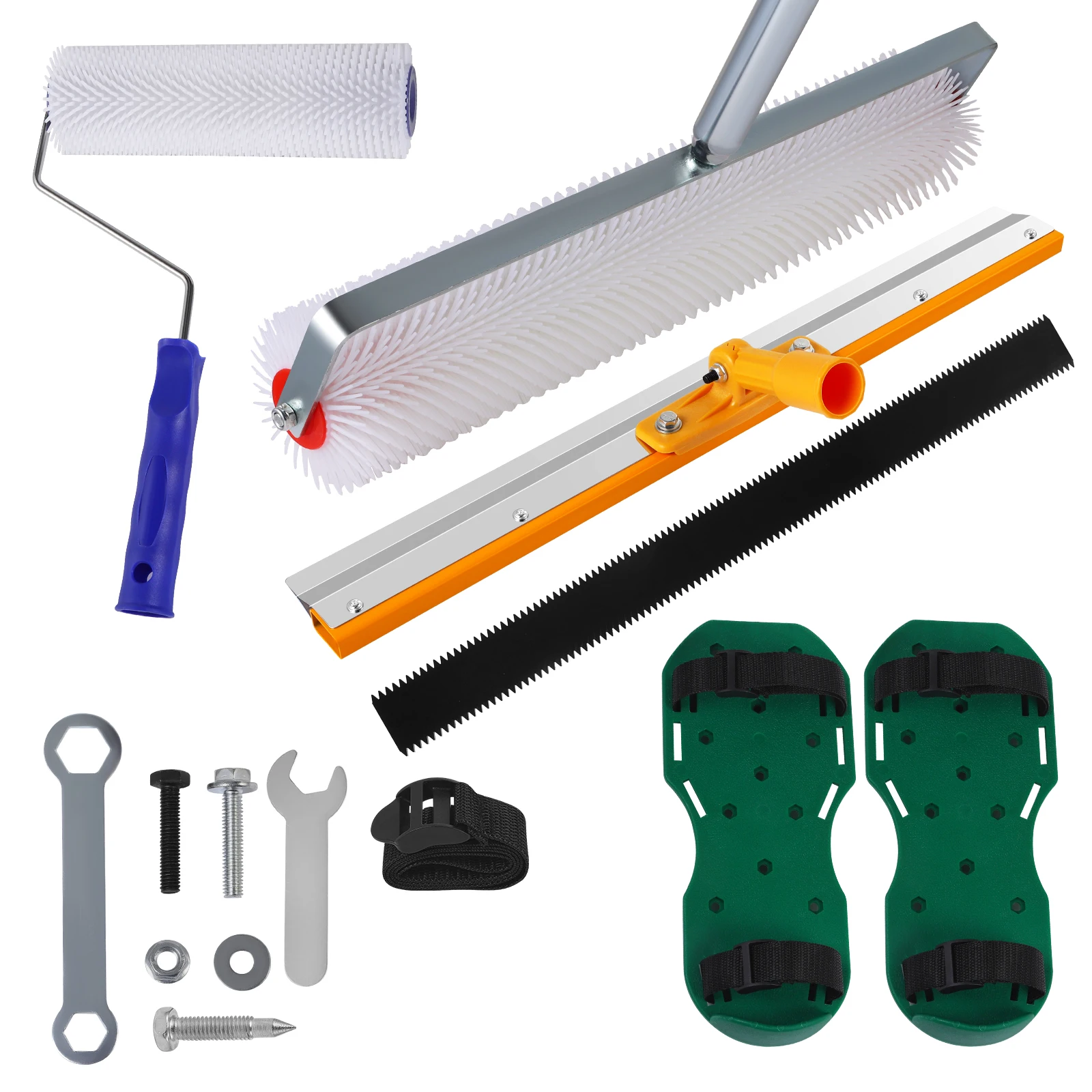 Self-Levelling Cement Tool Kit, Floor Construction Roller Spike Shoes, Epoxy Floor Paint Tool, Scraper Self-Leveling Rake