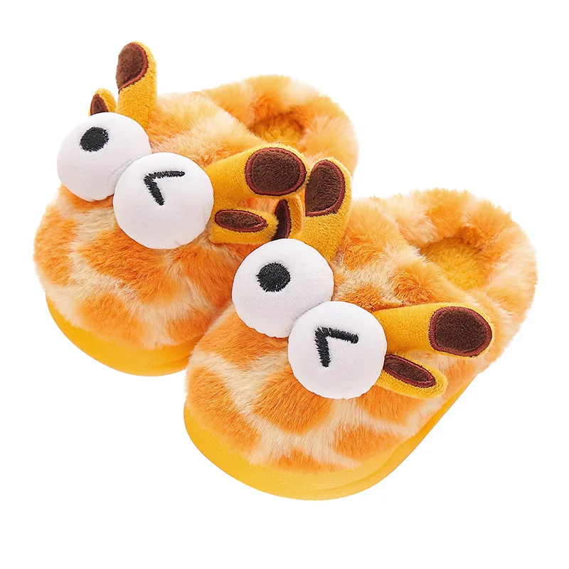 Kids Cotton Slippers Boys Autumn Winter Indoor Shoes 2024 New Cute Cartoon Cow Children Anti-slippery Home Footwear for Girls