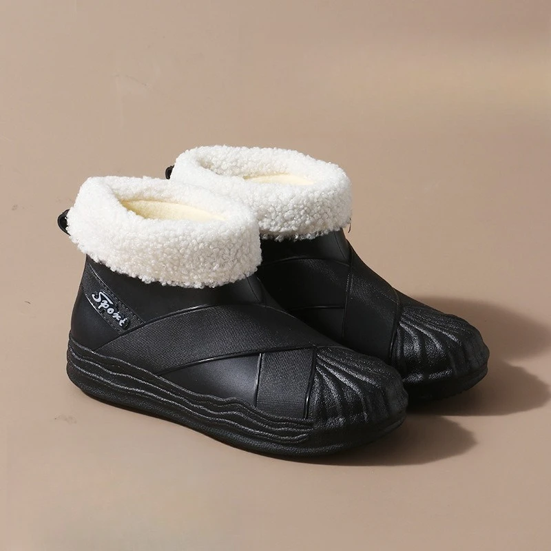 

New High Top Waterproof Cotton Shoes for Women Plus Velvet Warm Waterproof Cotton Boots Rain Boots