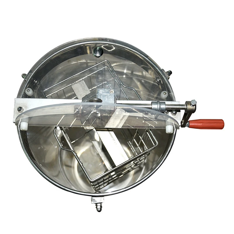 Extractor de miel acrílico transparente Manual de 2 marcos con soporte, máquina centrífuga de apicultura, Extractor de miel Manual