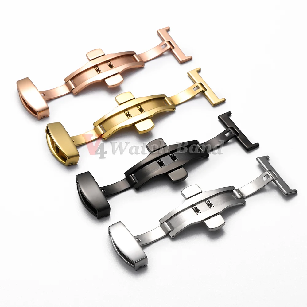 Butterfly Deployment Buckle Automatic Double Click Stainless Steel Clasp for Watch Band 10/12/14/16/18/20/22mm Watchband Clasp