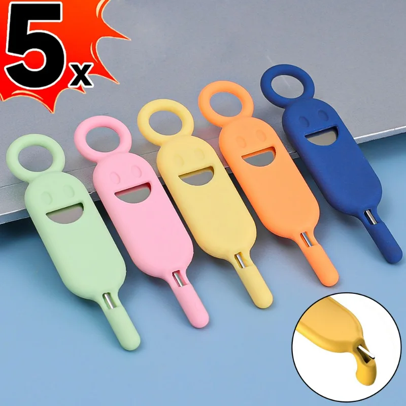 Universal Sim SD Card Tray Opening Tool with Soft Silicone Protector Cover Anti-lost Tray Ejector Pins Needle Opener Ejector