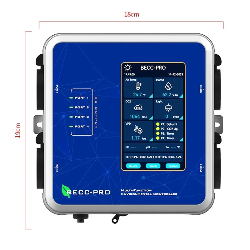 Wall Mounted Multi-function smart environment control EU CO2 PPFD grow light sensor  for indoor horticulture