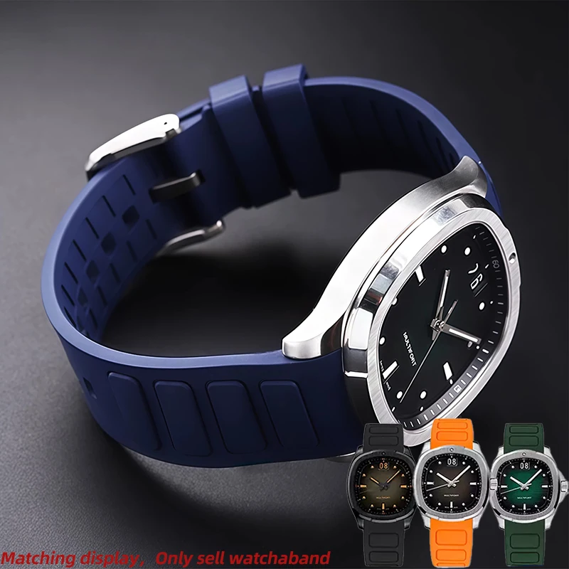 22mm For Mido M049 Multifort TV Rubber Watch Strap M049 526A Curved End Fluoroelastomer WatchBand Men's Black orange Accessory