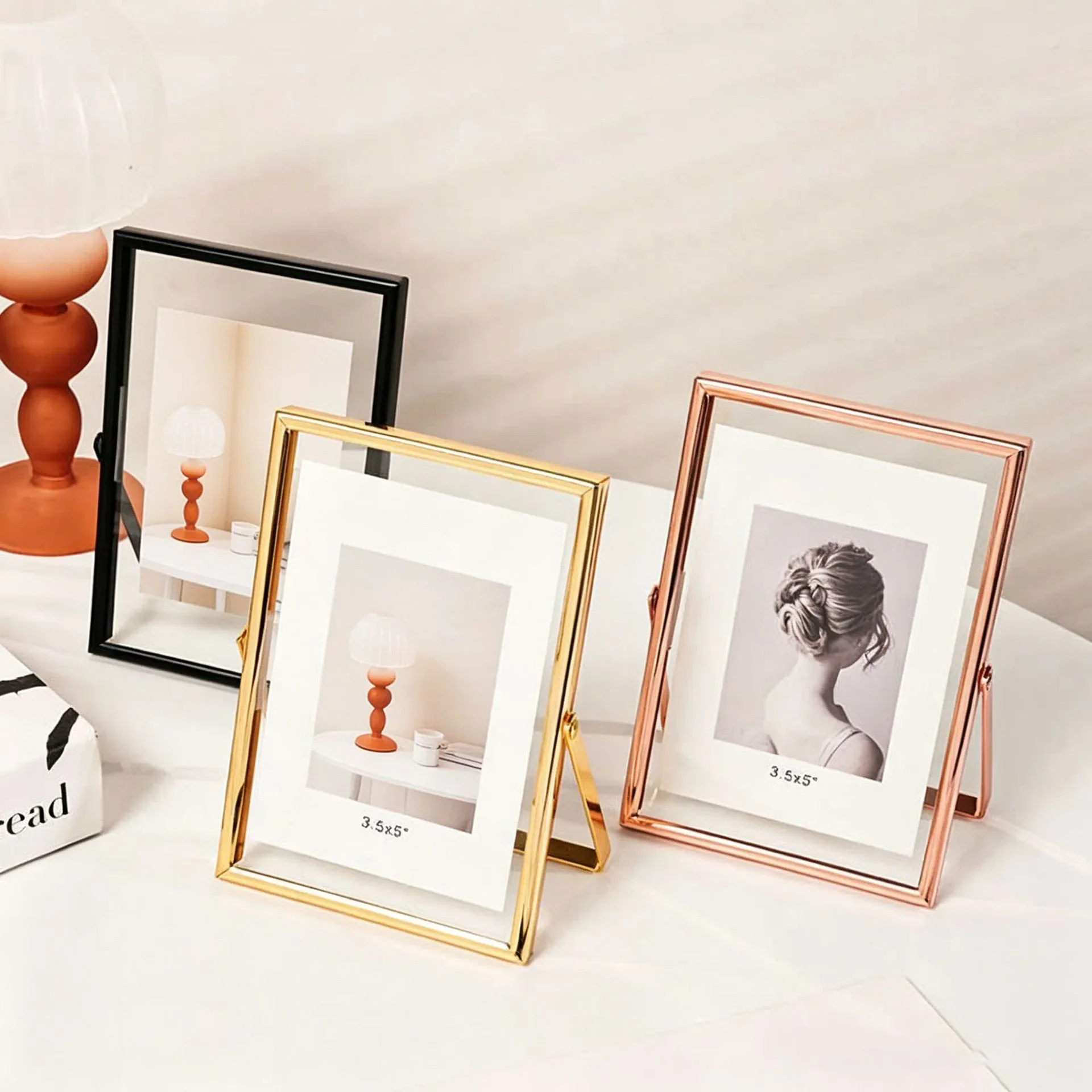 Double Sided Transparent Glass Photo Frame High-End 6/78/10-inch Tabletop Creative Wedding Picture Frame Home Décor Gift