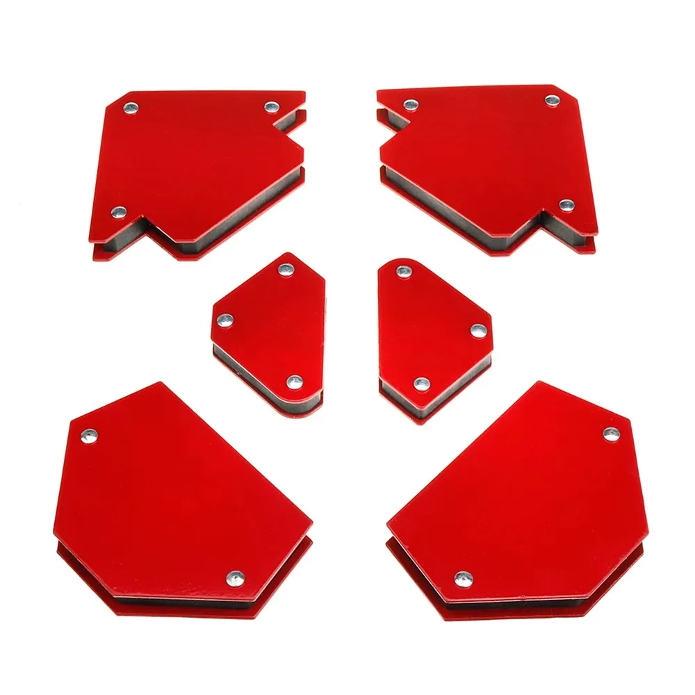 6pcs Triangle Welding Positioner Magnetic Fixed Angle Soldering Locator Without Switch Red Metal Locator