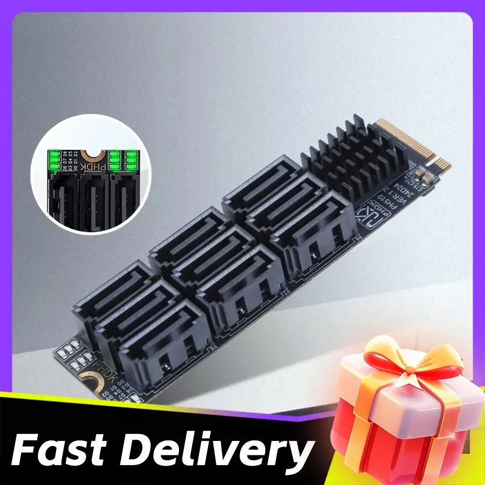 

M.2 To SATA Adapter 6Gbps M.2 NVME M-Key To SATA 9-Port Expansion Card PCIE 3.0 X2 Hard Disk Capacity for Desktop PC