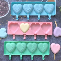 1pc Creative Valentine's Day Heart shaped Silicone Ice Cream Mold DIY Ice Stick Ice Cream Mold Tray Ice Cube Making Tool