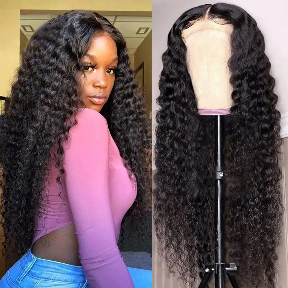 36Inch 13x4 Water Wave Lace Front Human Hair Wigs Deep Curly Wave Human Hair Wig For Black Women Brazilian Wet And Wavy Remy