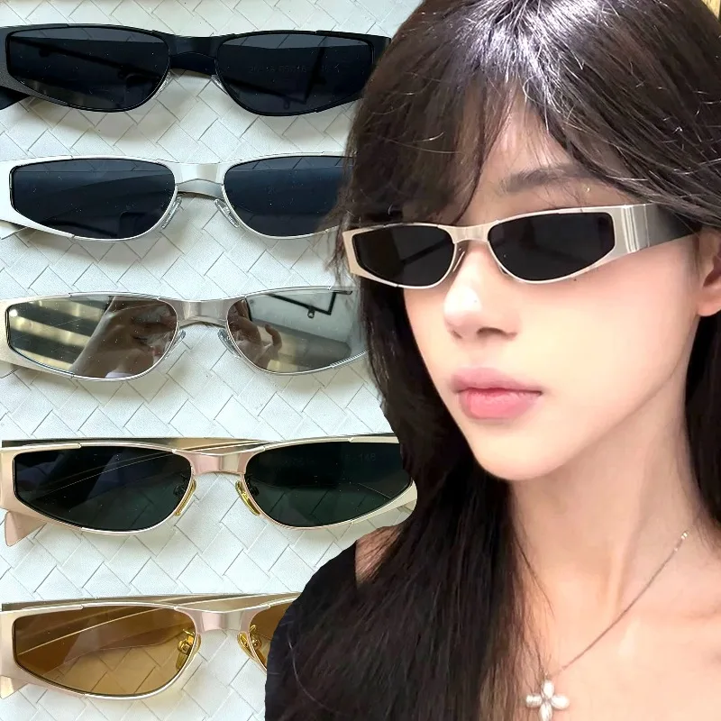 Spicy Girls Cat-Eye-Sonnenbrille mit schmalem Rahmen für Damen und Herren, Y2K, Vintage, sportlich, Punk, Hip-Hop, Metallrahmen, UV-Schutzbrille