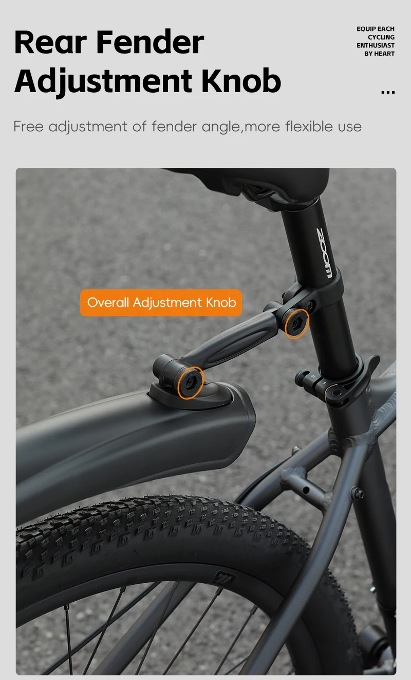 WEST BIKING Fahrrad-Schutzbleche MTB Schmutzschutz Erweiterter Schutz Winkelverstellbar für 26 27,5 Zoll Mountainbike Straßenfahrrad Faltrad Teile – Detail 7