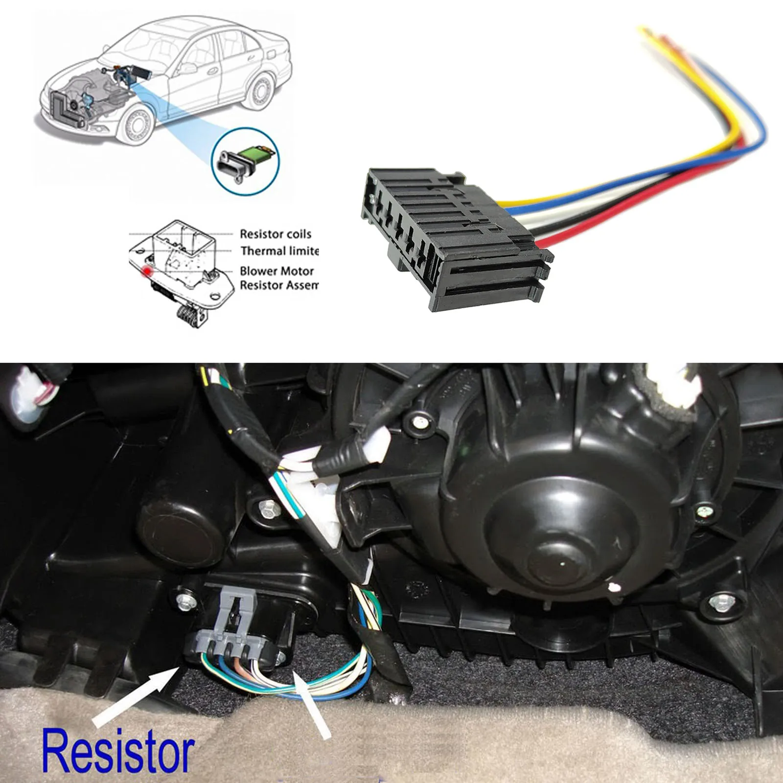 2pcs For Fiat Grande Punto Evo Linea Doblo Heater Blower Motor Fan Resistor Wiring Loom Harness Connector Repair Plug 95508692