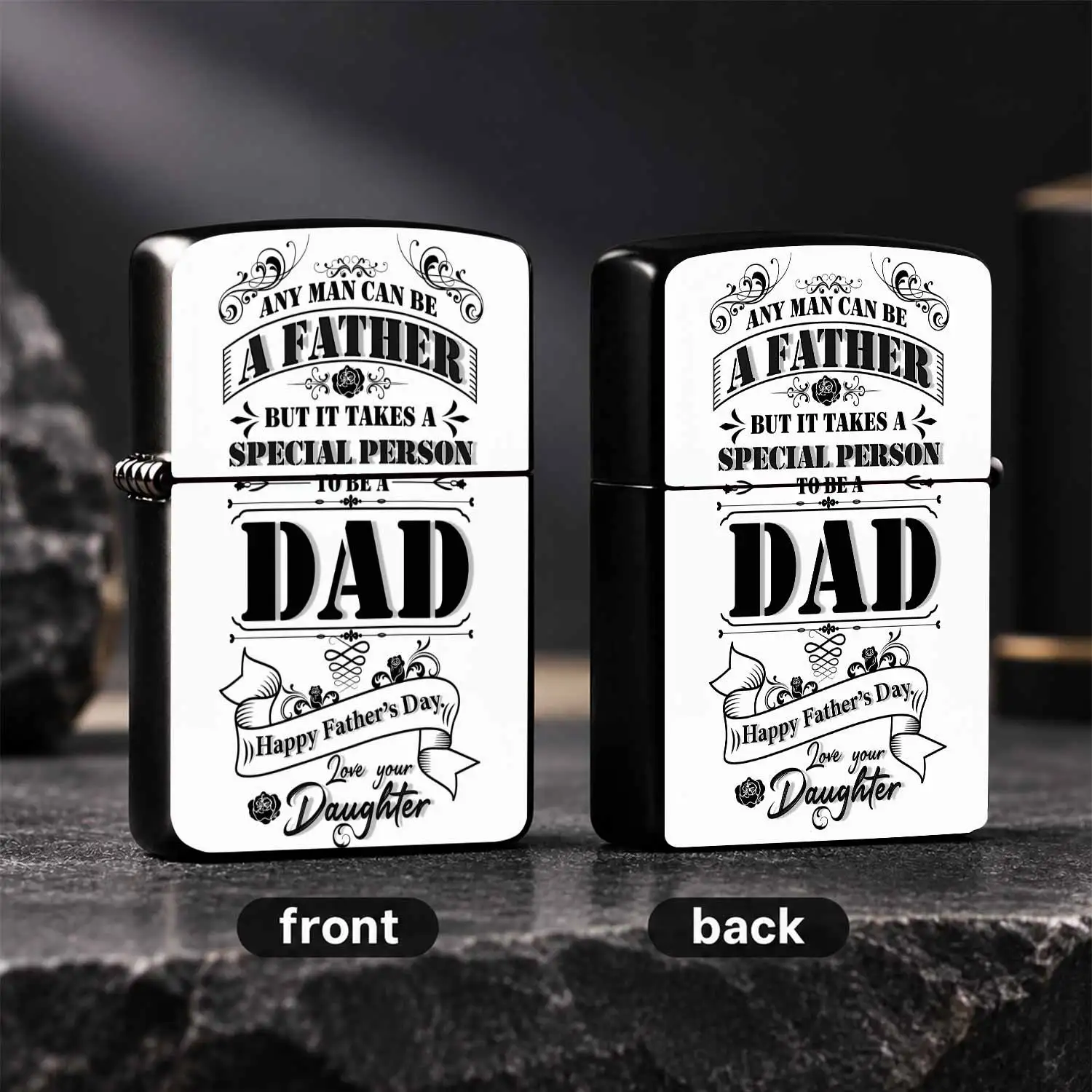 Vintage Decorative Father'S Day Lighter With Loving Words From Daughter, Exquisite Patterned Practical Daily Use Accessory, Thoughtful Surprise Gift For Dad On Father'S Day, Casual Portable Nice Present For Various Comm A Humorous And Inter