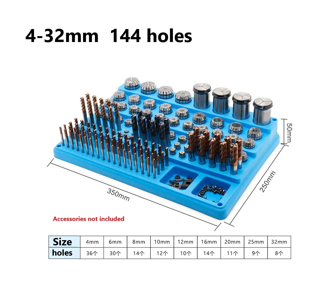 82-288 Holes CNC Storage Box Organizers Box Drill Bit End Milling Tool 4-32mm For Mechanical Processing Electronic Maintenance