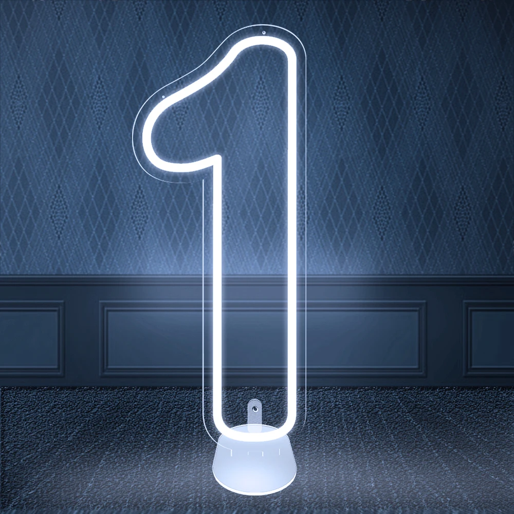 LED Neon Birthday Numbers 50x 25cm Stand-Up and Wall Mounted Baby Celebration Party Decor Lights