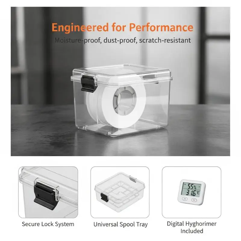 Airtight Moisture‑Resistant Filament Dryer Box Real‑Time Monitoring Storage Container for 3D Printer Filament Printing Tools