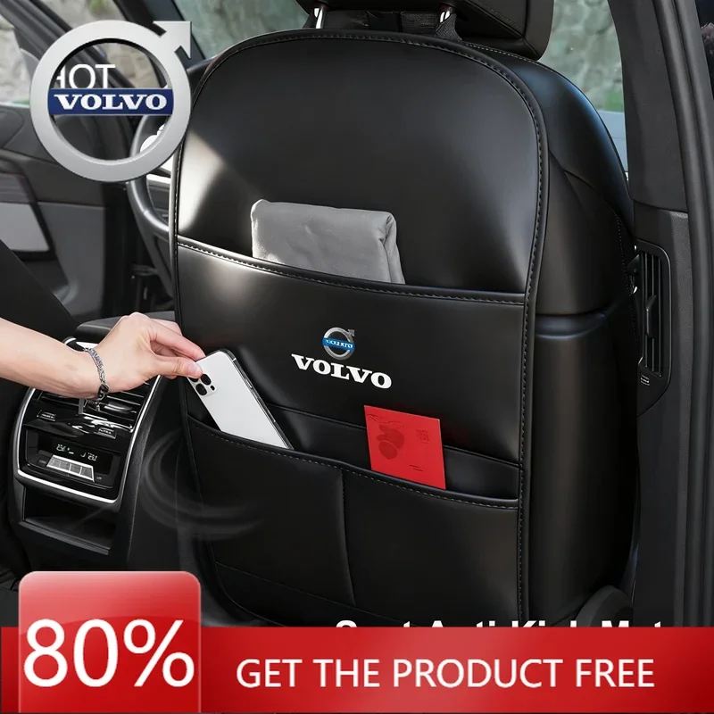 

Emblems 2026 New For Volvo Large Anti-Kick Pad Car Seat Back Leather Protective Pad For Volvo ES90 EC40 EX40 EM90 XC90 V90 V60 X