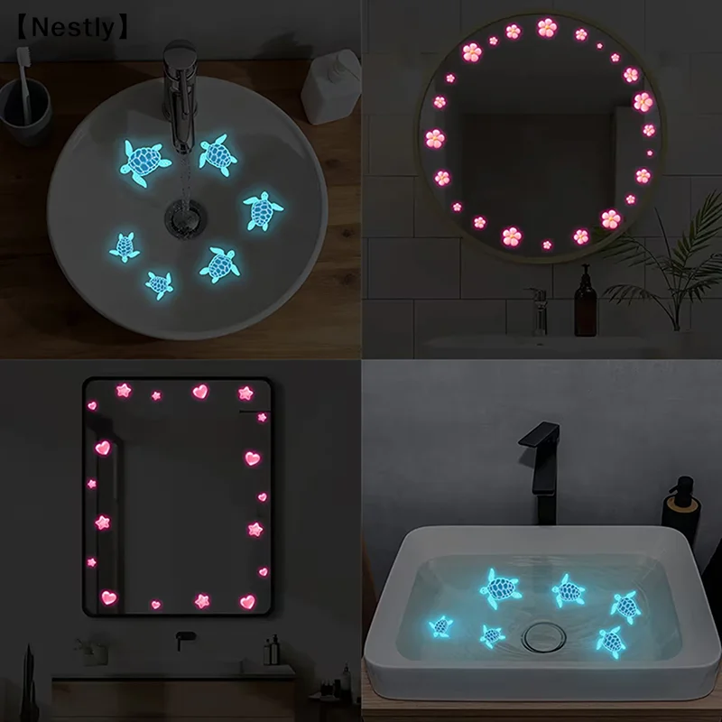 Glow-in-the-Dark Turtle Bathroom Stickers Self-adhesive Sink Wall Sticker Waterproof Bathroom, Bedroom Decals Home Decor〔Nest〕