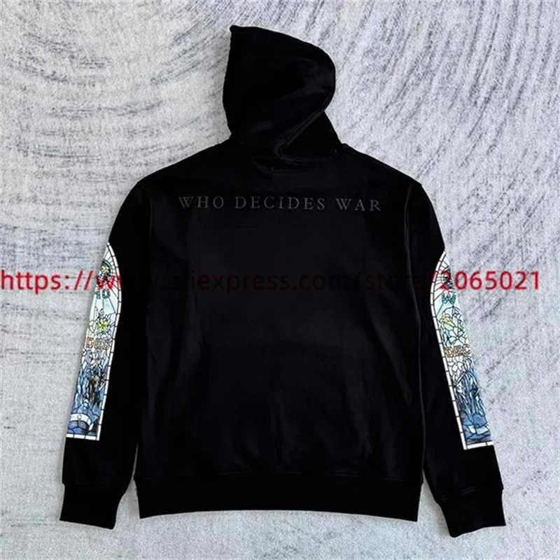 WHO DECIDES WAR Hoodie Men Women Best Quality Abstract pattern retro loose fitting Pullover