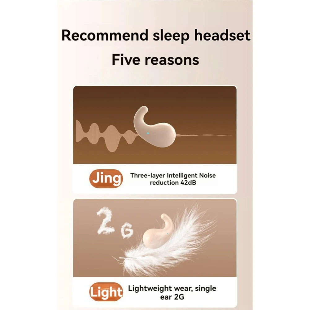 Mini Sleep Earphone Bluetooth 5.3 Wireless Earphones Black ABS Bluetooth Earphones Noise Cancelling