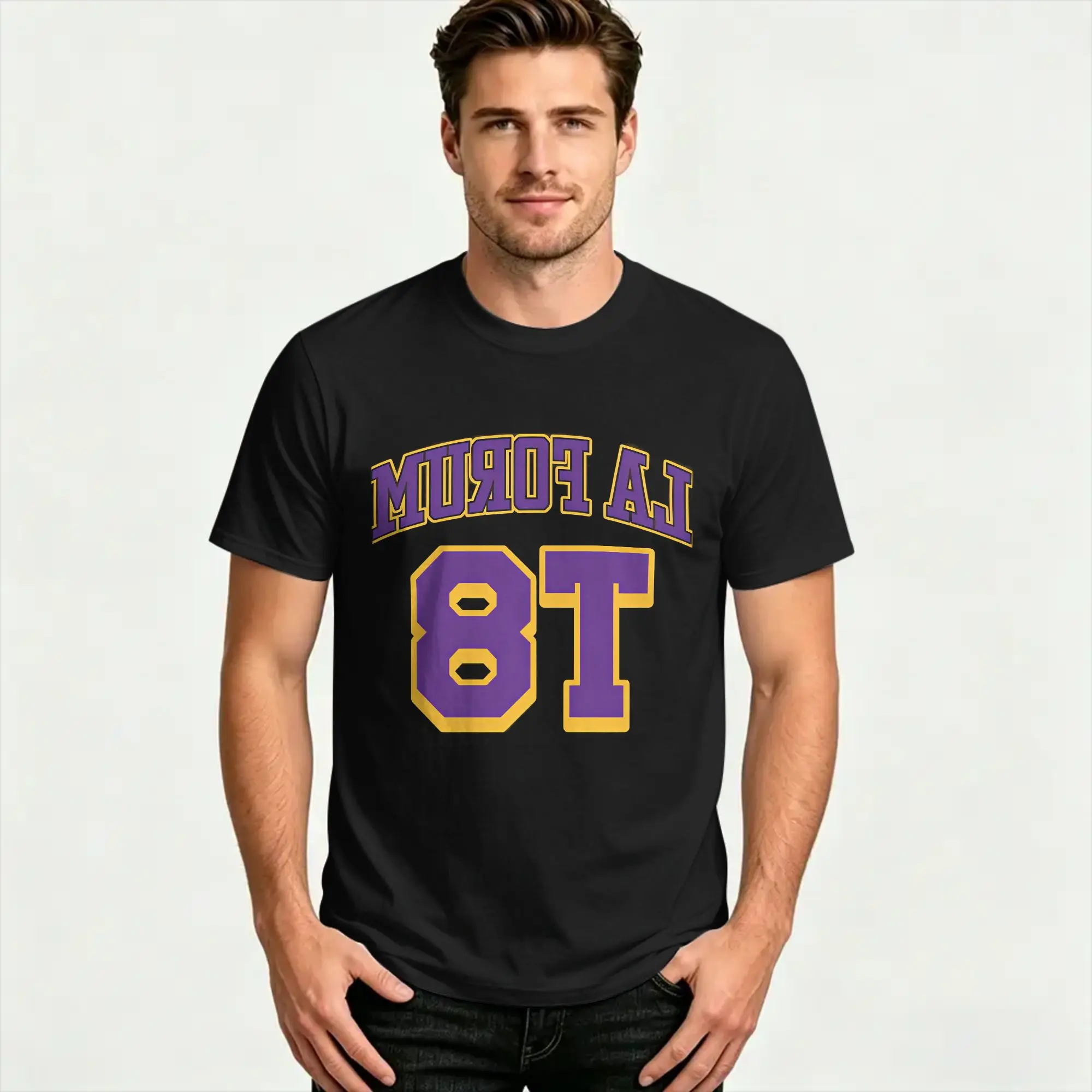 LA Forum Event T8 Cotton T Shirt For Men Summer  Y2K Casual T-Shirts Trendy Cool Tee Shirt Plus Size Casual Clothing