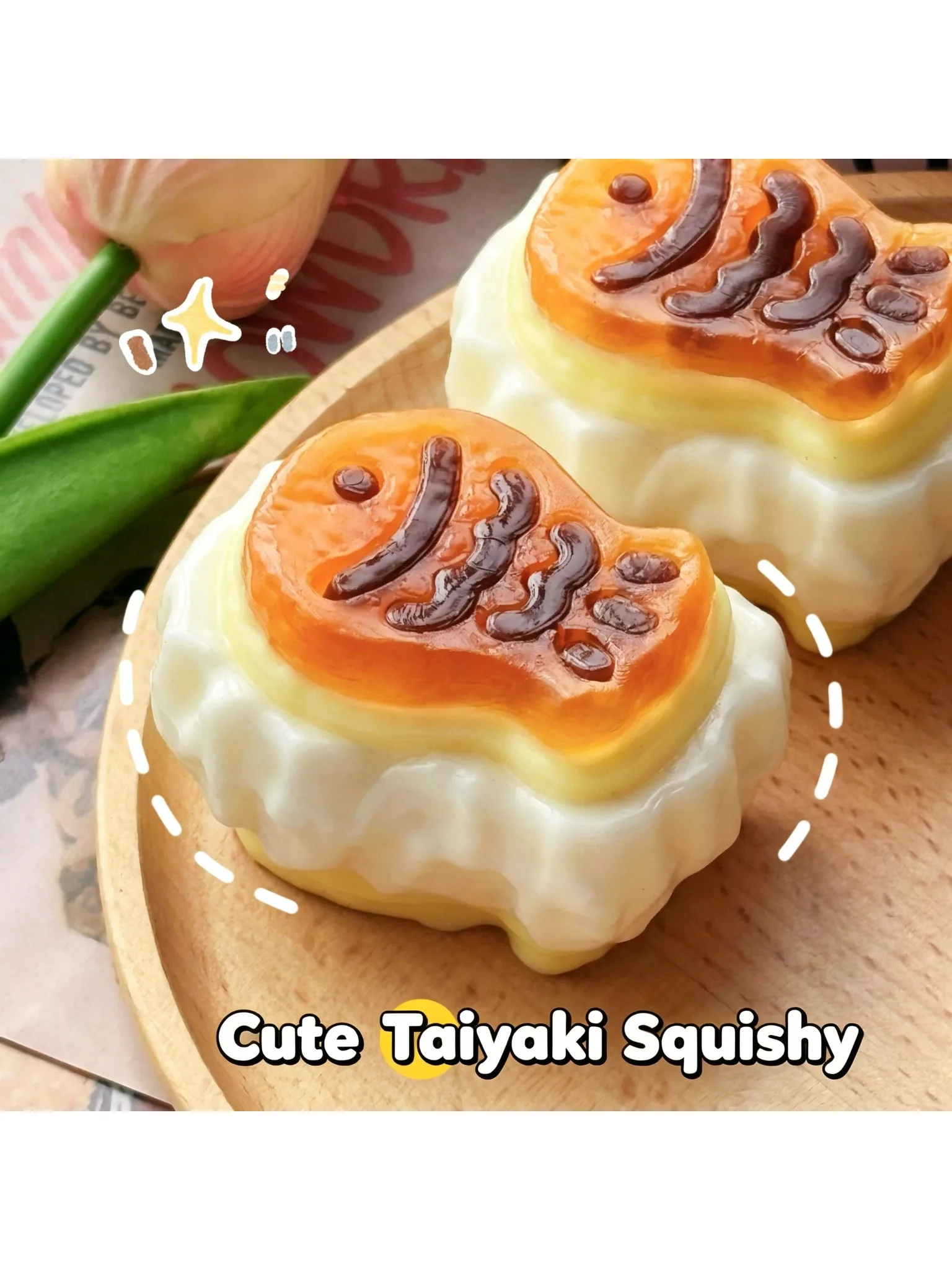 Taiyaki Squishy Spielzeug Realistisches Japanisches Gebäck Langsam Zurückfederndes Fidget-Spielzeug Stressabbau ASMR Desktop-Neuheit Geschenk