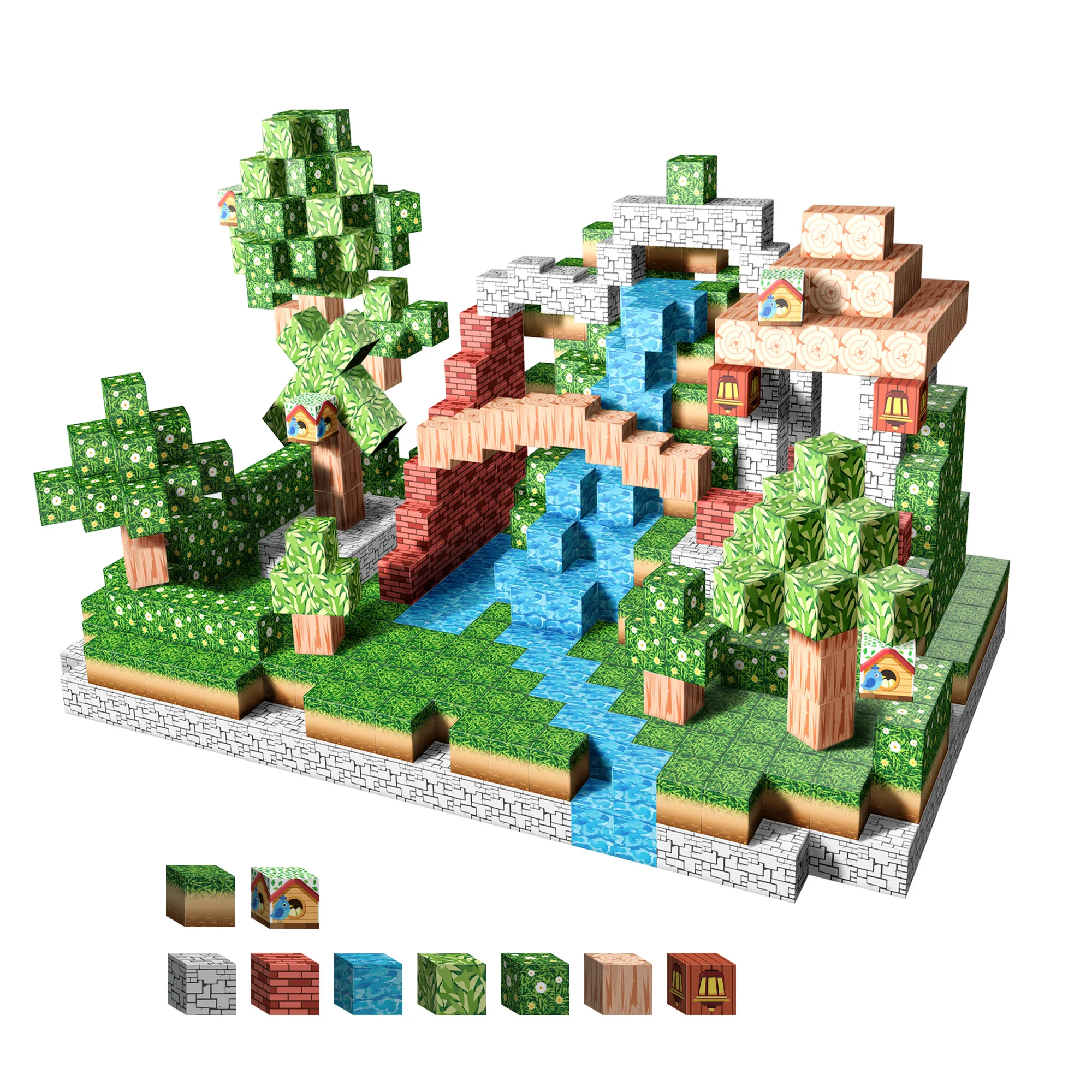 99PCS 자기 집 건물 세트, 창조적 인 새 둥지 및 미니 코티지 디자인, 어린이를위한 STEM 학습 장난감 3 +, Montessori Educatio