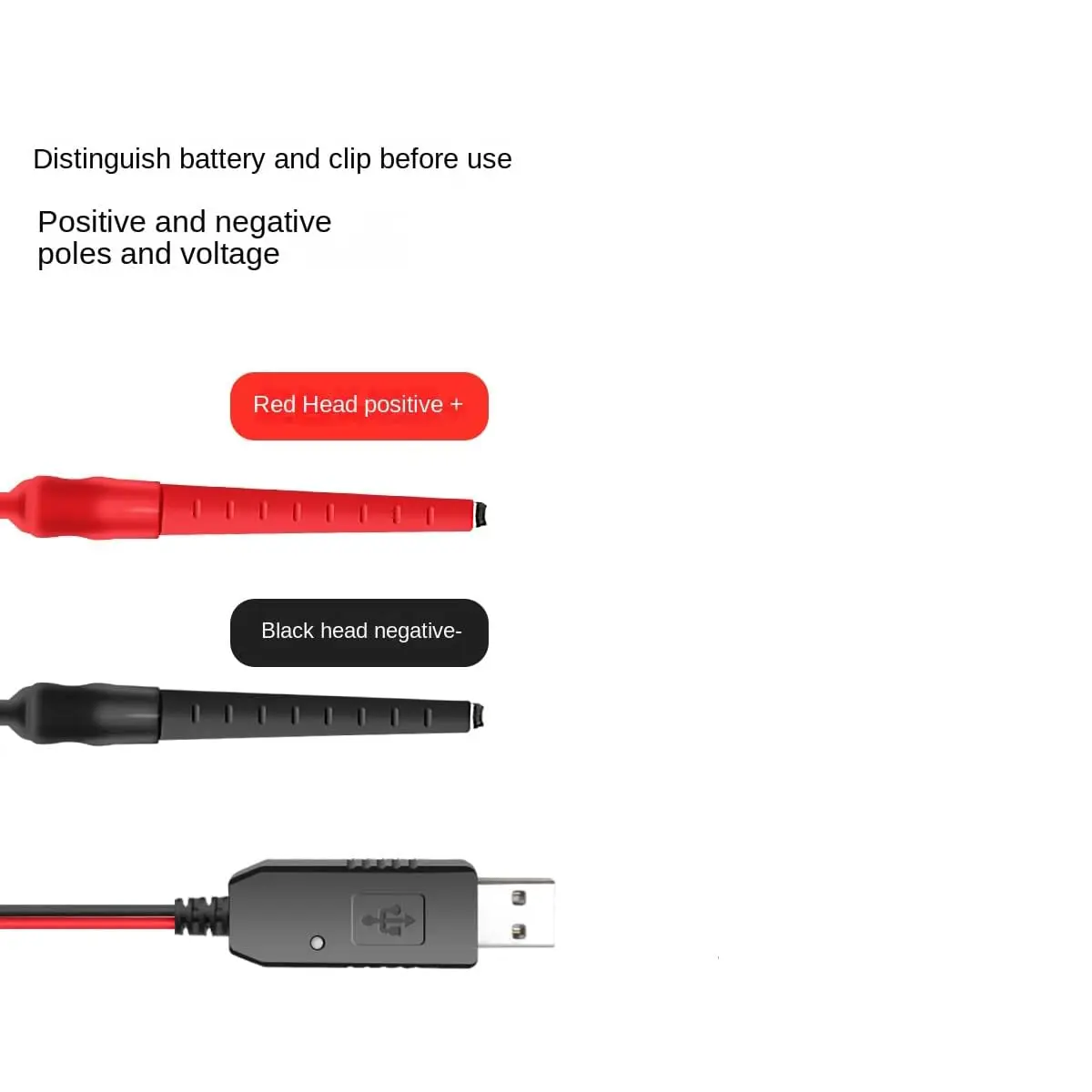 USB Charger-Cable Two Way Radio Transceiver Charging-Clip Clamp with Indicator Light(3.4V-7.4V) A Strip of