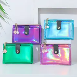 Laser Colorful Card Holder Coin Purses Women Fashion Short Wallet Purse PU Leather Zero Purse Wallet Credit Card Holder Bags