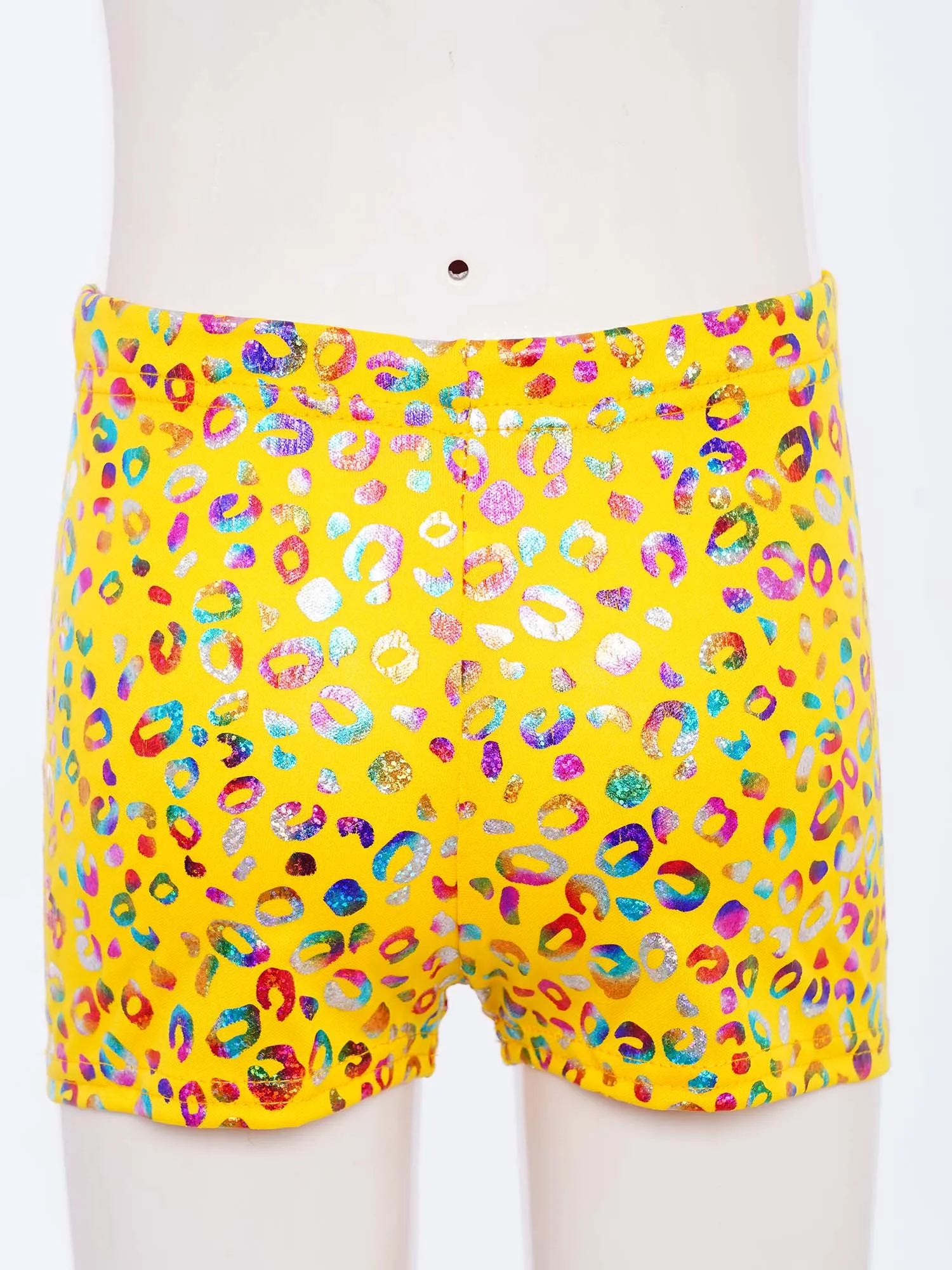 Short de danse de Ballet imprimé léopard métallique pour enfants filles et garçons, Boxer à taille élastique, Costume de spectacle de danse, Streetwear