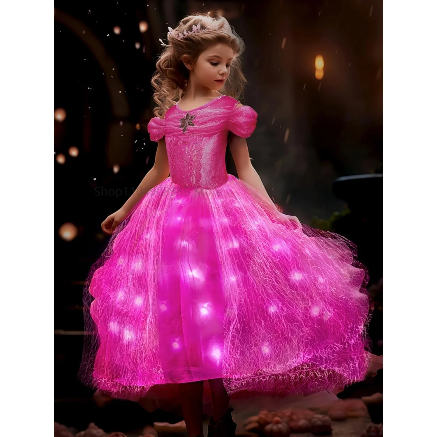 

Princess Costumes Light Up Pink Princess Dresses for Girls Holiday Cosplay Costumes Toddler Children Teens Birthday