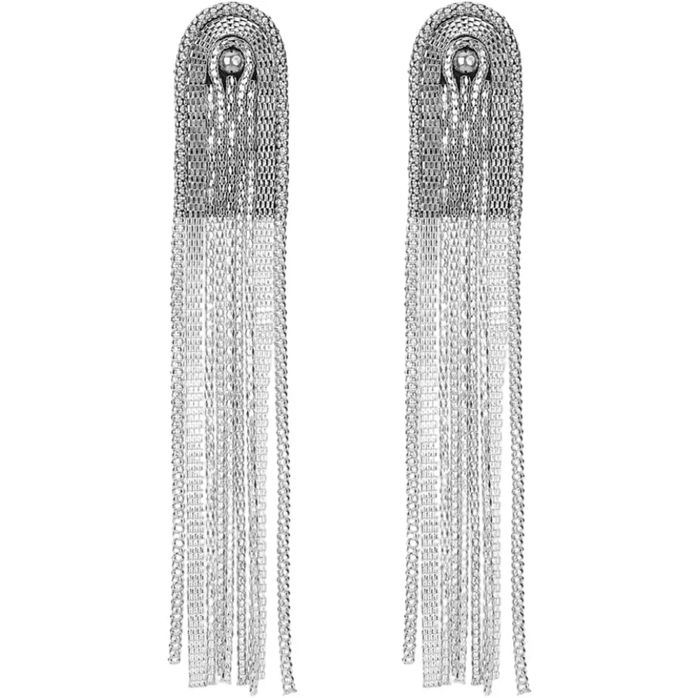 2Pcs Shoulder Epaulets Tassels Chain Rivet Fringe Shoulder Pieces Platinum Metal Epaulettes Beads Crystal Shoulder Boards Badge