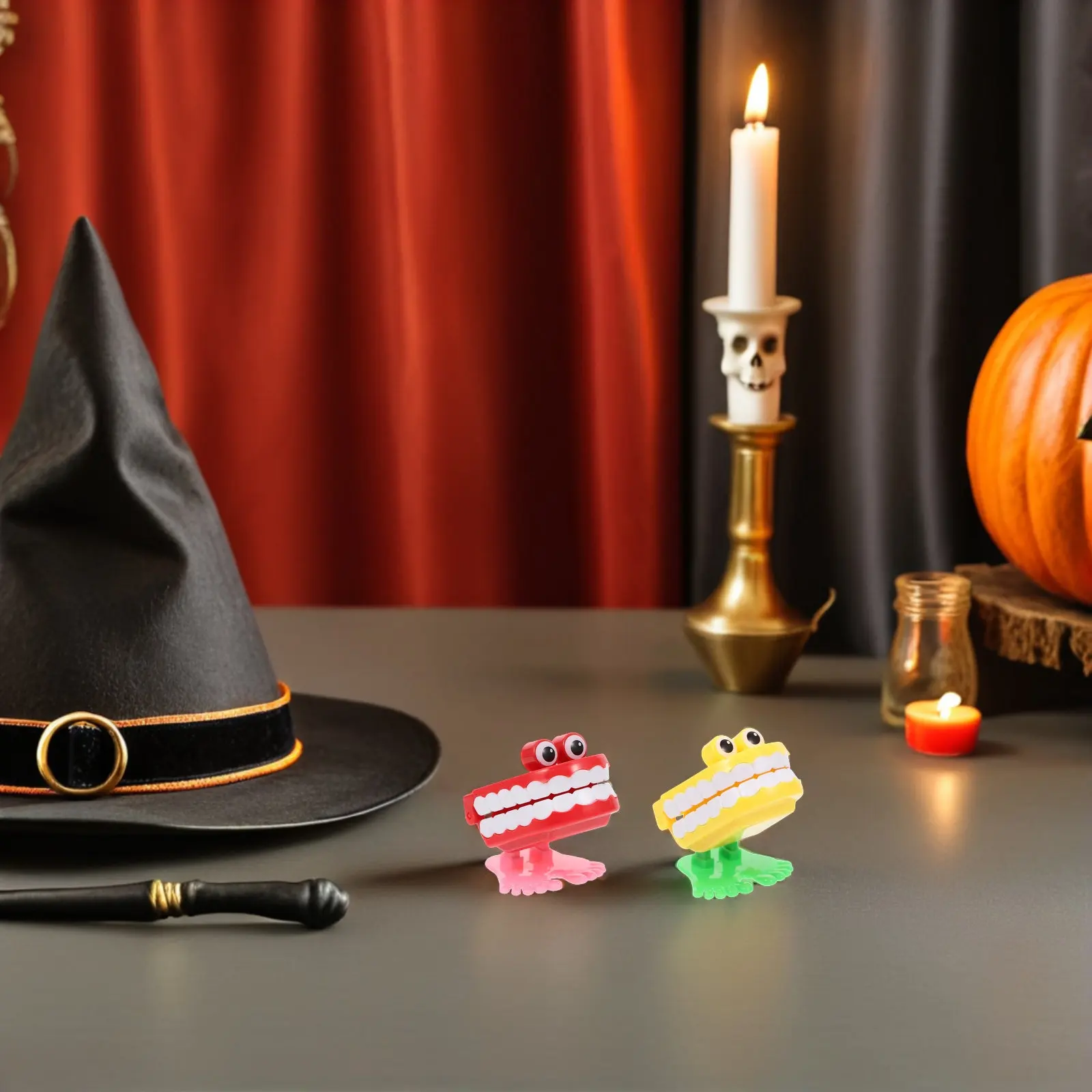 

6Pcs Jumping Teeth Halloween Windup Chattering Eyes Party Favor Novelty Gag Gift Birthday Holiday Fun Holiday Wind Up Toys