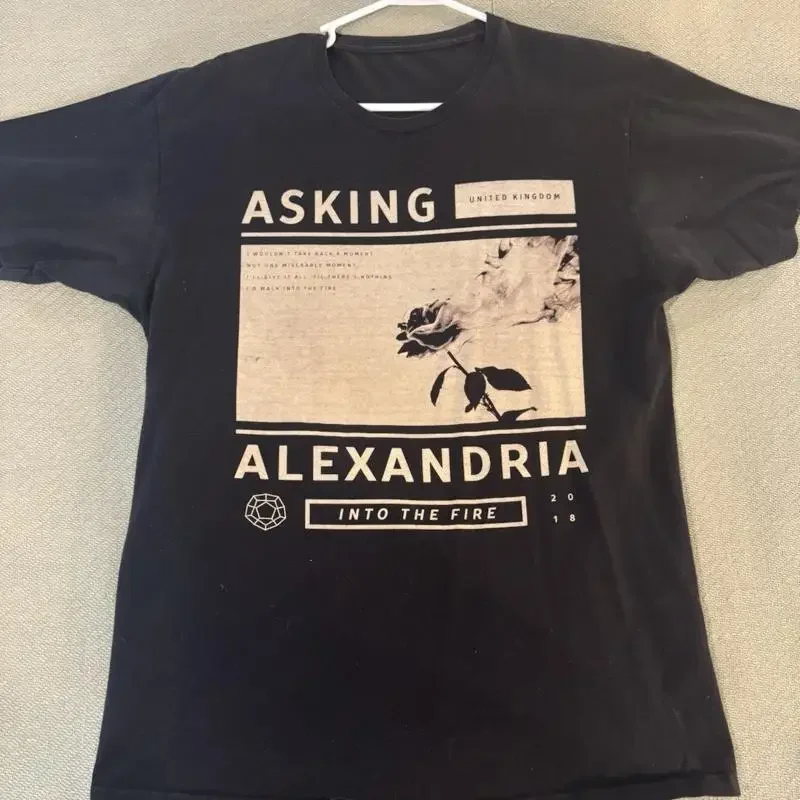 Camiseta de la banda Asking Alexandria Into The Fire, talla grande
