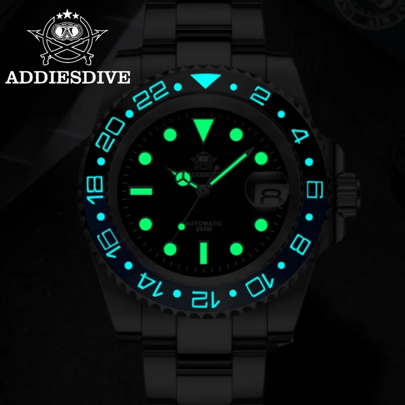 ADDIESDIVE Watches for Men Sapphire Glass 316L Stainless Steel 20Bar Diving  8215 Movement Luminous Automatic Mechanical Watches