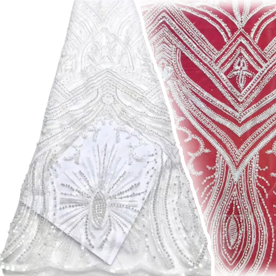 Afrykańska koronka, srebrna, najnowsze nigeryjskie koronki, wysokiej jakości tkanina z cekinami, siatka koronkowa, francuska koronka z cekinami CC1676