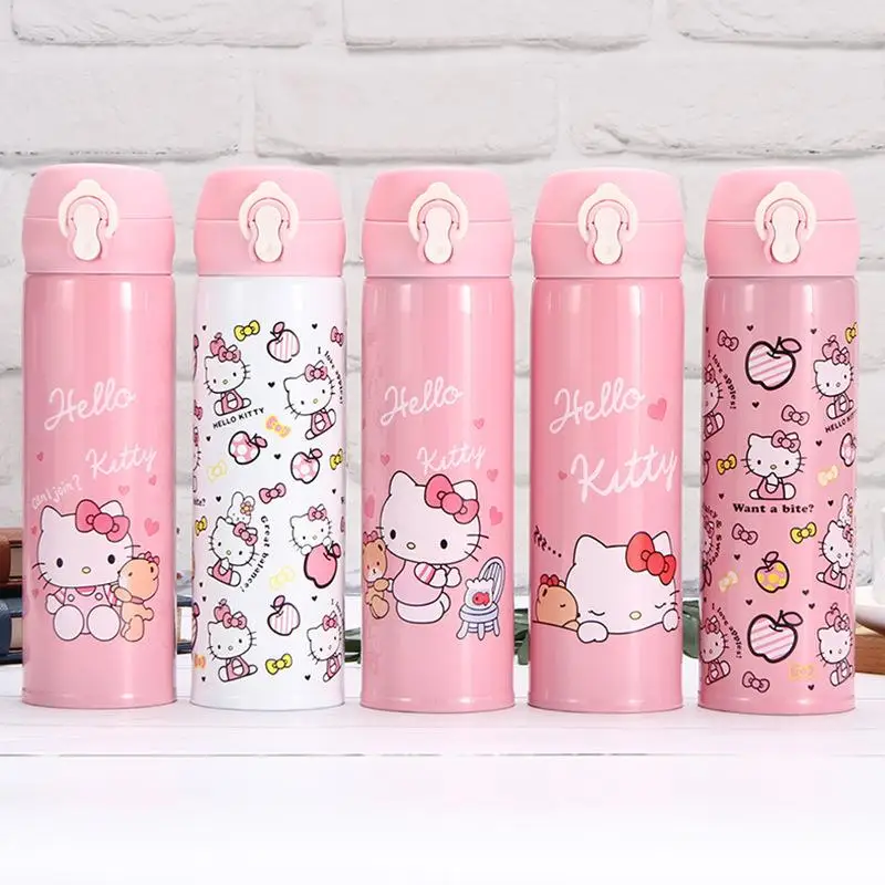 500ml sanrio olá kitty garrafa de água isolada kawaii figura de aço inoxidável caneca dos desenhos animados xícara de café de alta capacidade presente portátil