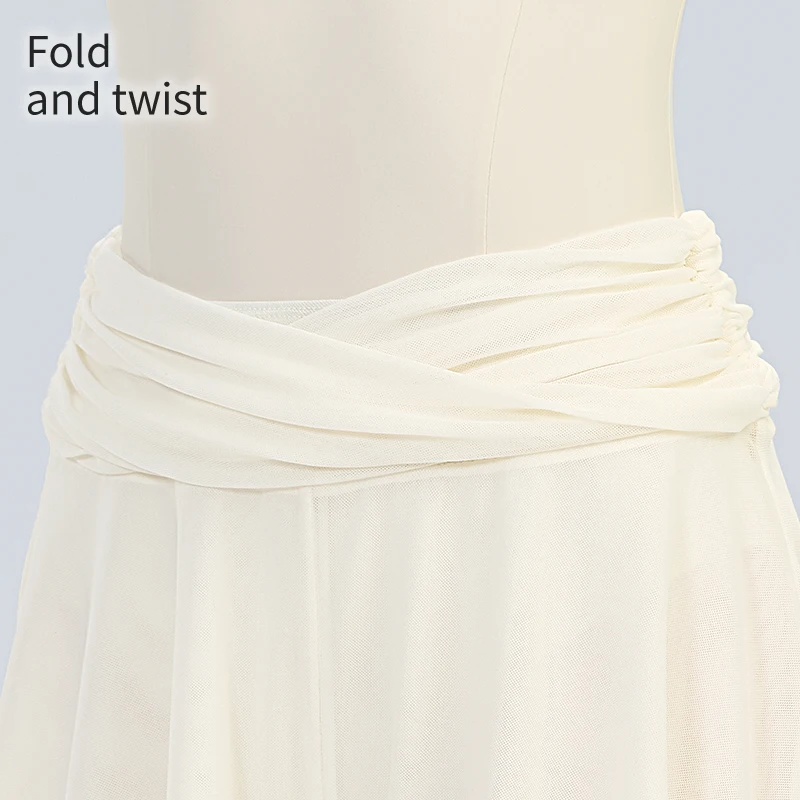 Ivoogle Women's High Waist Ballet Shorts Kink Design Soft Mesh Dance Culottes Flowy Gymnastic Pants for Girls Double Dance Wear